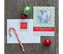 Christmas Tree and Polka Dot Ikat Printable Photo Holiday Card